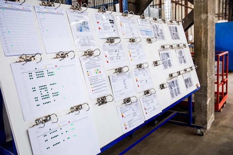 Table with pending tasks in steel processing hall